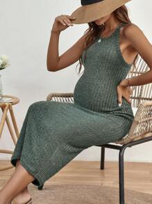 SHEIN 孕婦條紋針織洋裝 - 墨綠色 - 查看 5