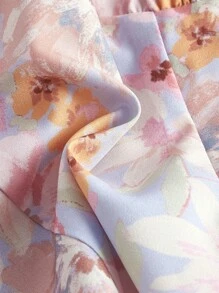 SHEIN MOD Plus Floral Print Tie Shoulder Wide Strap Top - Multicolor - View 4