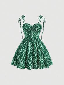 SHEIN MOD Ditsy Floral Print Tie Shoulder Cami Dress