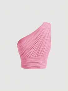 SHEIN MOD One Shoulder Ruched Crop Top
