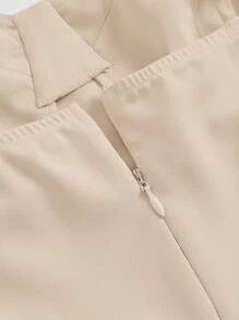 SHEIN MOD 素色肩上打結吊帶洋裝 - 杏色 - 查看 4