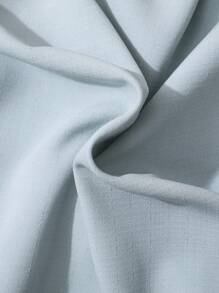 SHEIN Phong cách đường phố thể thao giản dị dành cho các chàng trai tuổi Tween Áo sơ mi cài khuy dáng rộng có chi tiết chữ cái và cổ đứng màu xanh lam, mùa xuân và mùa hè - Màu xanh Bạc hà - Xem 3