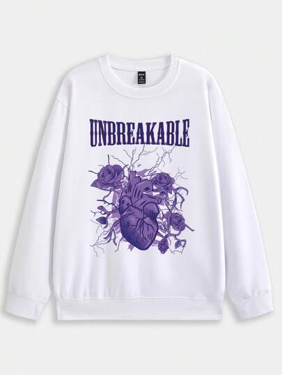 Street Life قميص ثقيل بجرافيك زهر وعبارة منخفض الاكتاف للشباب