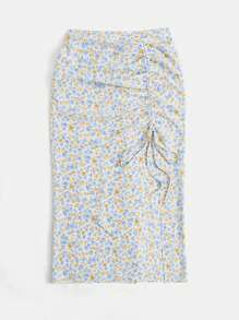 Soleia 碎花抽繩高衩半身裙 - 彩色 - 查看 1