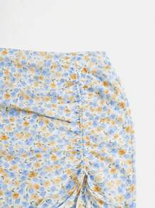 Soleia 碎花抽繩高衩半身裙 - 彩色 - 查看 5