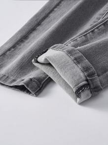 SHEIN Explorewe Quần jean rách sờn Tween Boy - Xám - Xem 4