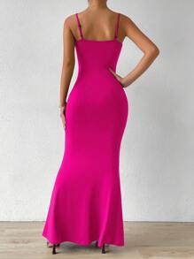 Firerie 素色魚尾裙下擺吊帶洋裝 - 紅色 - 查看 2