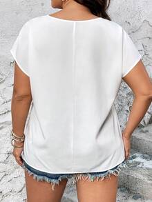 SHEIN LUNE Plus Floral Print Batwing Sleeve Blouse - White - View 2