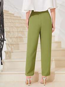 Modelyn 素色直筒褲 - 綠色 - 查看 2