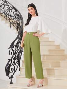 Modelyn 素色直筒褲 - 綠色 - 查看 4