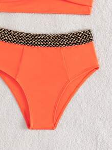 Wrap Push Up High Waisted Bikini - Orange - View 3