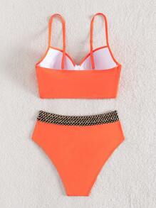 Wrap Push Up High Waisted Bikini - Orange - View 5