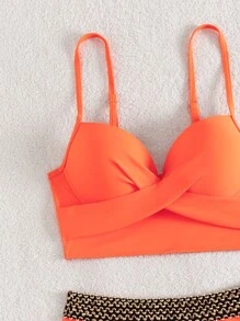 Wrap Push Up High Waisted Bikini - Orange - View 6