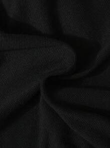 SHEIN 男孩鹿圖案休閒半拉鏈POLO衫適用於舒適 - 黑色 - 查看 5