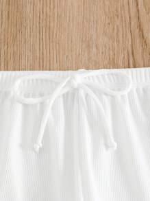 SHEIN Swim Summer Beach Plain Tie Waist Bikini Bottom - White - View 3