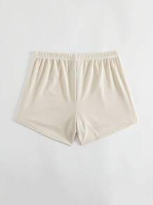 SHEIN Swim Đáy Bikini Nữ Thắt nơ trước màu trơn - Màu be - Xem 2