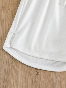 SHEIN Swim Summer Beach Plain Tie Waist Bikini Bottom - White - View 5