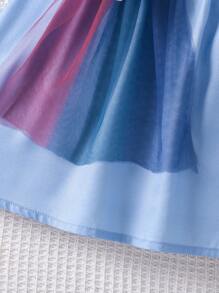 SHEIN 年輕女孩彩虹印花荷葉邊連衣裙