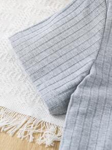 青少年女孩灰色極簡主義英文字母刺繡長褲短袖頂部休閒睡衣套裝