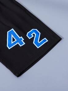 男孩字母圖案漸層T恤和短褲套裝 - 彩色 - 查看 4