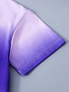 男孩字母圖案漸層T恤和短褲套裝 - 彩色 - 查看 5