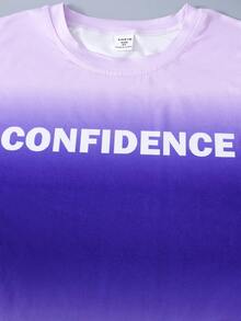 男孩字母圖案漸層T恤和短褲套裝 - 彩色 - 查看 7