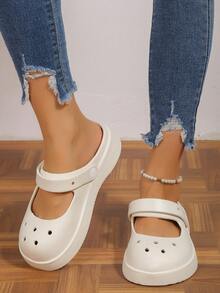 Guốc Nữ Cut Out Đa Năng Có Lỗ Thông Hơi, Guốc PVC Màu Be Thời Trang - Màu be - Xem 3