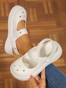 Guốc Nữ Cut Out Đa Năng Có Lỗ Thông Hơi, Guốc PVC Màu Be Thời Trang - Màu be - Xem 5