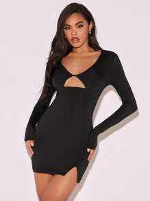 SHEIN BAE Cut Out Front Split Hem Bodycon Dress