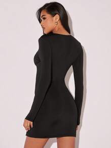 SHEIN BAE Cut Out Front Split Hem Bodycon Dress