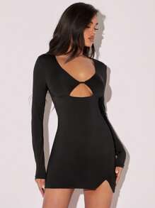 SHEIN BAE Cut Out Front Split Hem Bodycon Dress