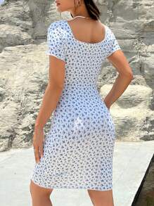 Vestido ajustado con estampado floral - Multicolor - Ver 2