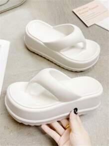 Women Minimalist Flatform Flip Flops, EVA Fashion Flip-Flops - White - View 3