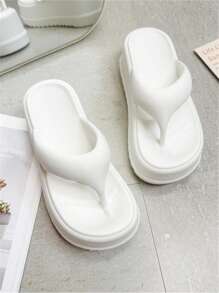 Women Minimalist Flatform Flip Flops, EVA Fashion Flip-Flops - White - View 4