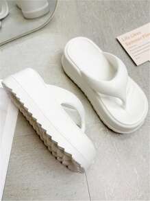 Women Minimalist Flatform Flip Flops, EVA Fashion Flip-Flops - White - View 5