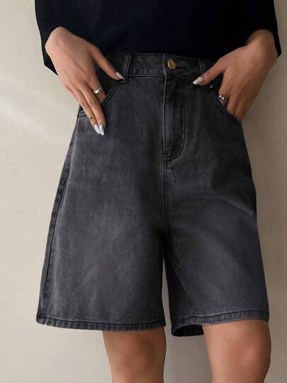 DAZY 斜口口袋牛仔短褲
