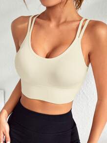 Yoga Basic Crisscross Backless Sports Bra - White - View 1