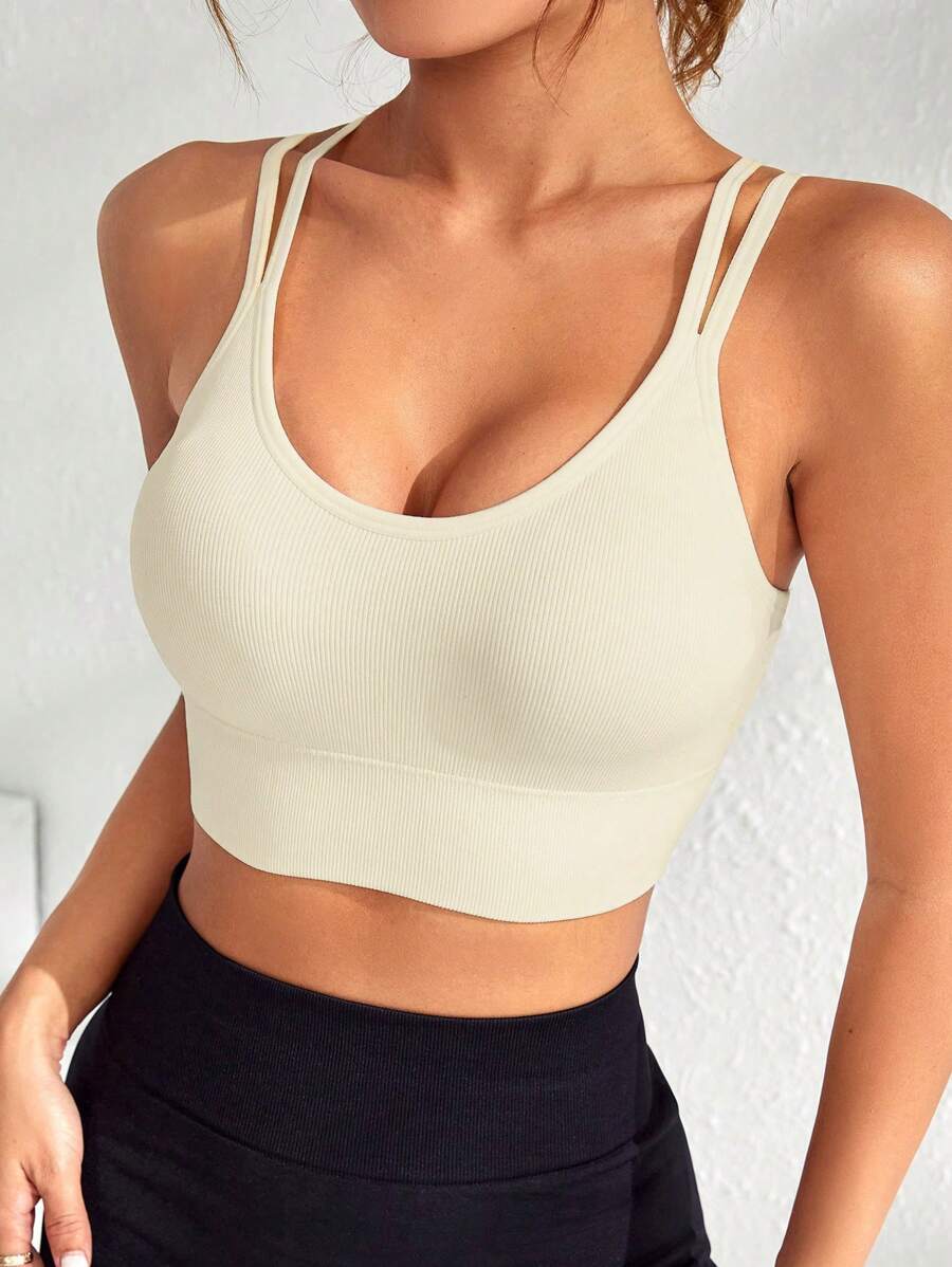 Yoga Basic Crisscross Backless Sports Bra - White - View 1