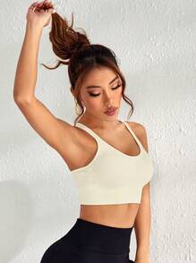 Yoga Basic Crisscross Backless Sports Bra - White - View 3