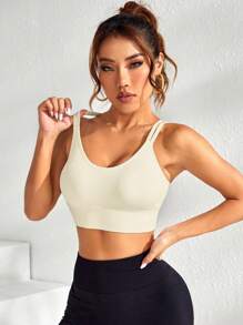 Yoga Basic Crisscross Backless Sports Bra - White - View 4