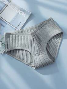 3pcs Solid Ribbed Knit Brief - Multicolor - View 4