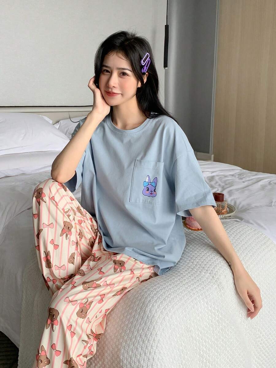 DAZY Bộ đồ giản dị Nữ Túi Hoạt hình Giản dị-Bình thường Dễ thương-ngây thơ - Nhiều màu - Xem 1