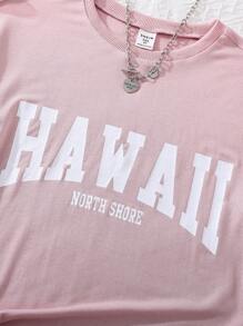 SHEIN Tween Girl Letter Graphic Tee - Pink - View 4