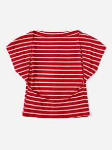 SHEIN EZwear Áo thun nữ Sọc Giải trí - Đỏ - Xem 2