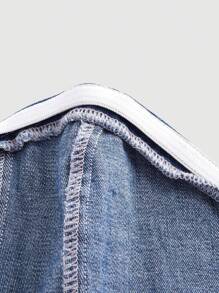 SHEIN MOD Hanky Hem Denim Tube Top - Medium Wash - View 4