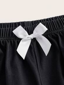 Corpse Bride | ROMWE 加大尺寸卡通人物圖形對比蕾絲荷葉邊睡衣套裝 - 黑色 - 查看 3