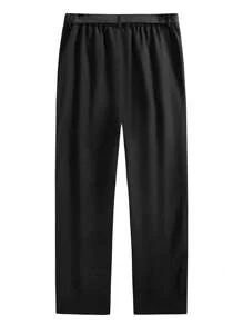 Claim Dot 男士素色斜口袋直筒西裝褲 - 黑色 - 查看 2