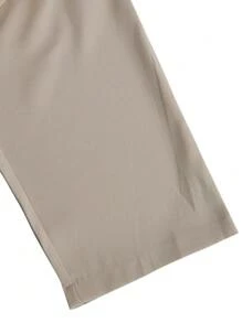 Claim Dot Men Fold Pleated Detail Straight Leg Suit Trousers - Khaki - View 3