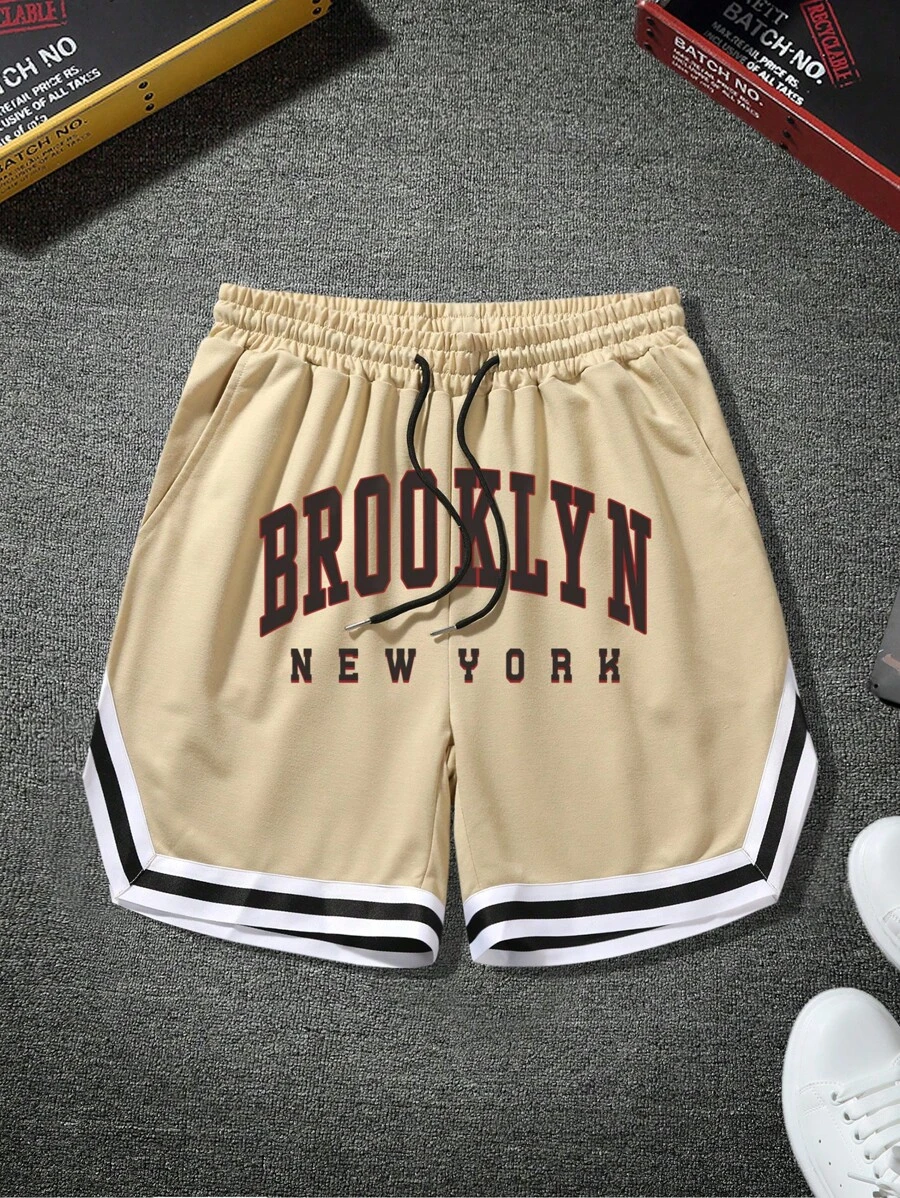 Aesthetic Post Quần Short Nam Dây kéo Túi Lá thư Giải trí - Màu Khaki - Xem 1