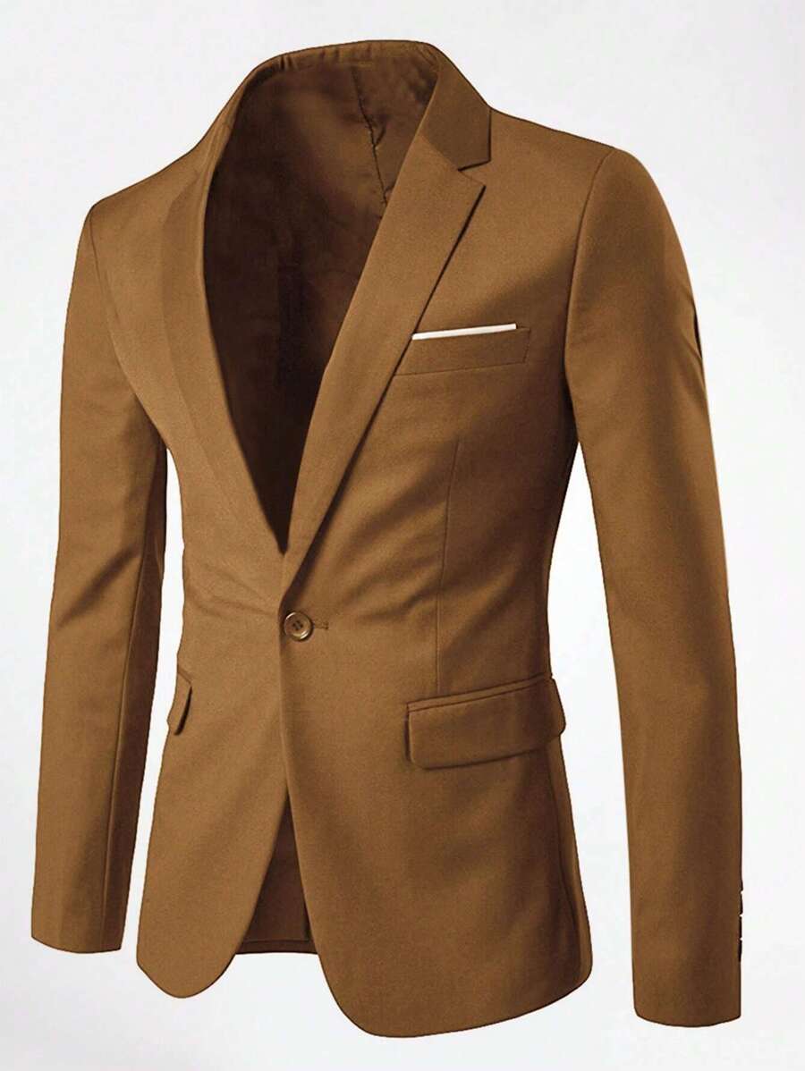 CLOUDSTYLE 男士單釦西裝外套 - 咖啡棕 - 查看 1